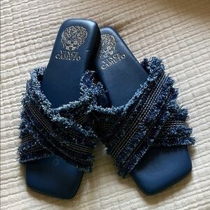 Vince Camuto Textured Navy Sandals